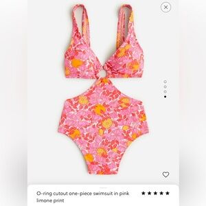 J. Crew o-ring cutout one-piece swimsuit in pink limone Size 6